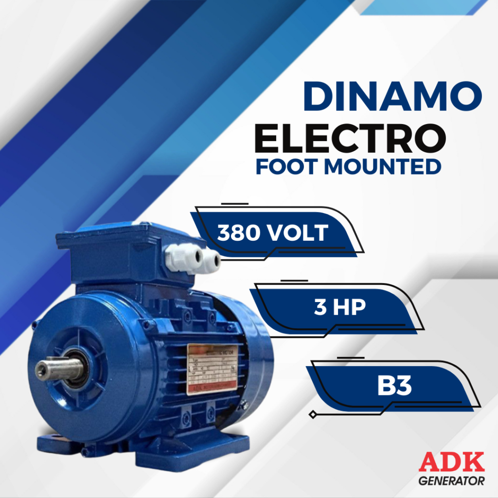 Elektro Dinamo Motor ADK 3 HP 1000 RPM 6 Pole 3Phase Distributor Mesin